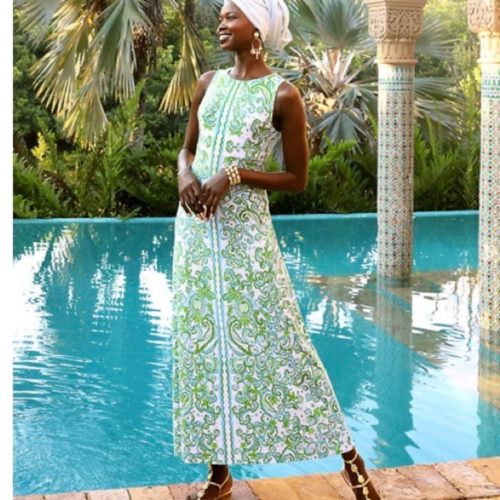 NWT $228 Lilly Pulitzer Resort White Sol Mates Engineered Knit Dress Green Small - Picture 2 of 3